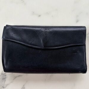 Vintage Rolfs Wallet Black Cowhide Leather Checkbook/ Card Holder/Change Purse